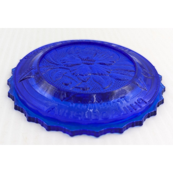 The Bartram Garden Philadelphia Glass Window Decor Pairpoint Cup Plate Blue - Picture 6 of 9